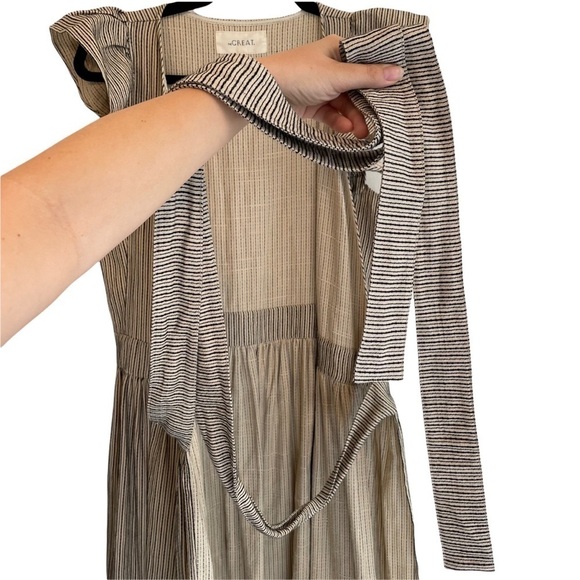 The GREAT. Spree Frontier Stripe Prairie Cottagecore Flutter Wrap Maxi Dress 1 - Picture 10 of 16